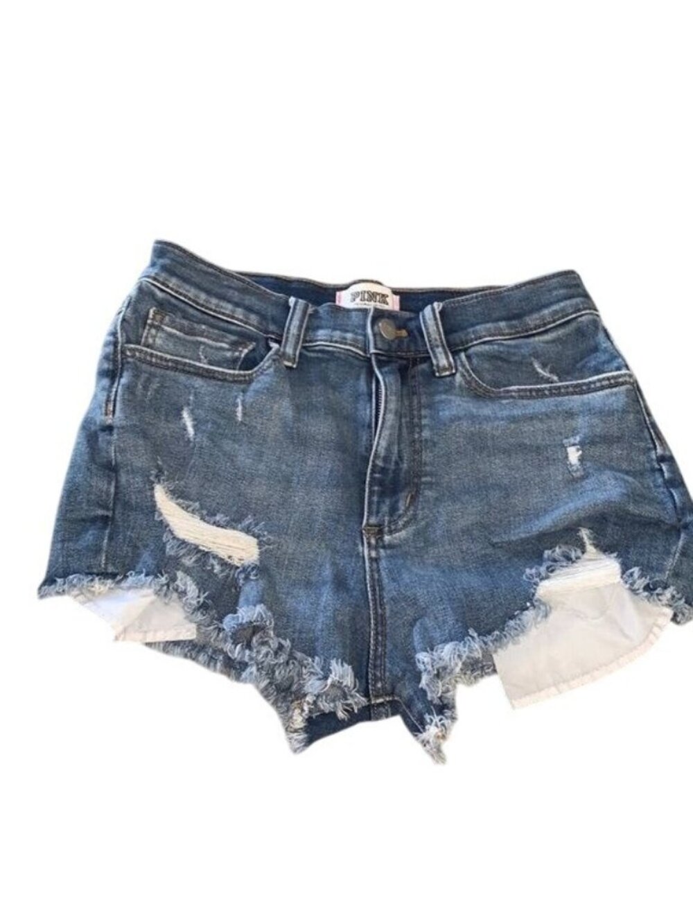 Victorias Secret Pink Distressed High-Waisted Denim Shorts Size 6
